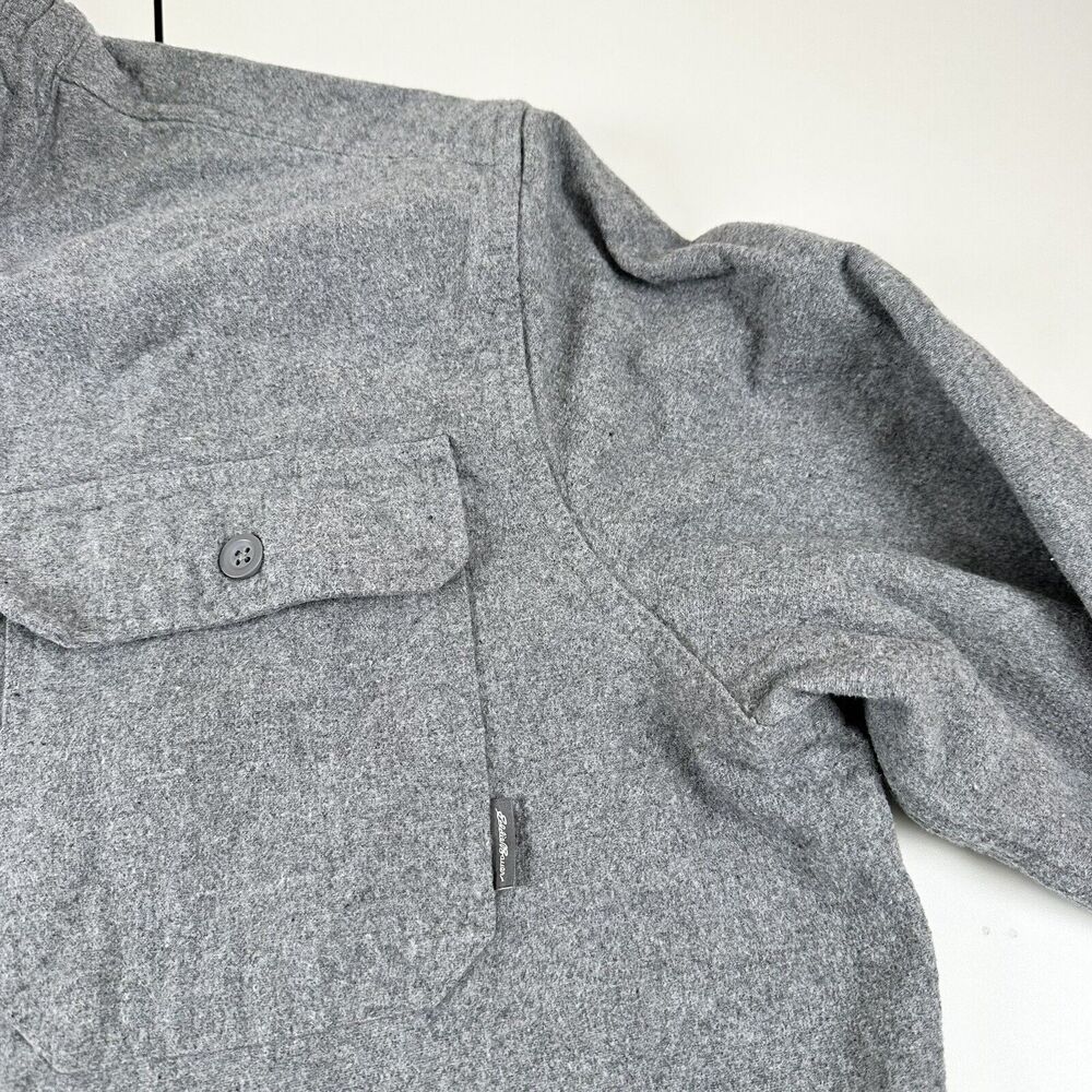 Eddie Bauer Gray 2 Pocket Flannel Long Sleeve Button Shirt Mens Sz L - Picture 5 of 6